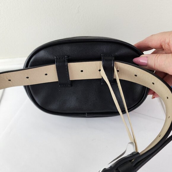 Steve Madden Black Belt Bag Fanny Pack Waist Diamond Weave NWOT - Picture 8 of 8